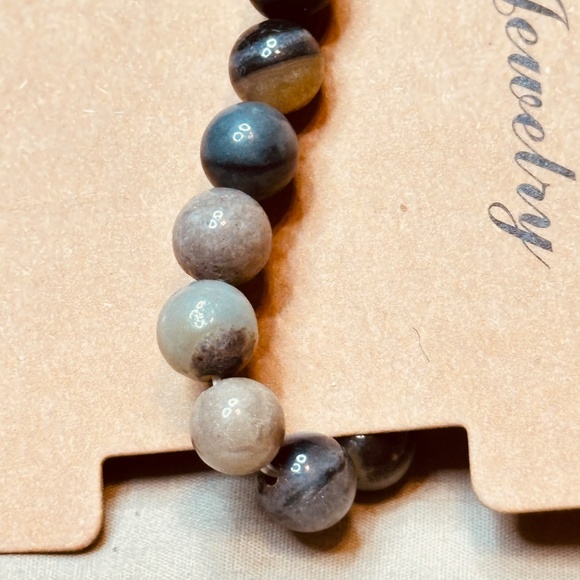 Moss Agate Crystal Beaded Stretchy Bracelet - Picture 10 of 10